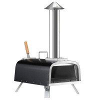 PIZZELLO Portable Pellet Pizza Oven Outdoor Wood Fired Pizza Ovens Included Pizza Stone, Fold-up Legs, Cover