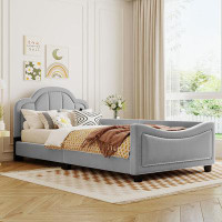 House of Hampton Full Size Upholstered Daybed with Cloud Shaped Headboard and Nail Design