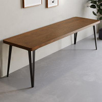 Loon Peak 86.61" Brown Rectangular Solid Wood desks