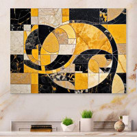 Wrought Studio Gold Black Gold And Black In Motion III - Abstract Shapes Metal Wall Art Living Room