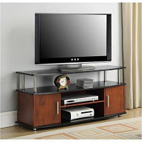 Latitude Run® TV Stand Entertainment Console With 2 Storage Cabinets In Cherry/Black And Stainless Steel Clad Finish  (C