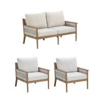 George Oliver 3-Piece Patio Conversation Set With Solid Acacia Wood Frame