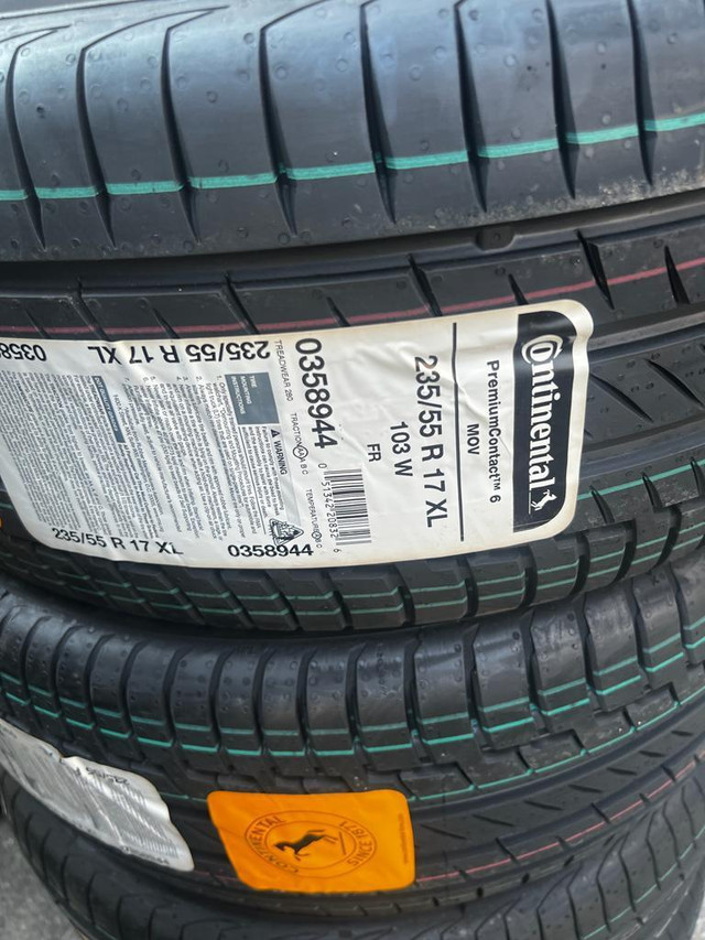 SET OF FOUR BRAND NEW 235 / 55 R17 CONTINENTAL CONTI SPORT CONTACT 2 MO TIRES !!! in Tires & Rims in Toronto (GTA)