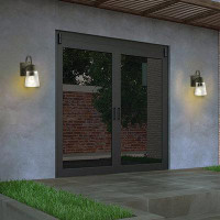 Longshore Tides 11.3"h Black Seeded Glass Outdoor Wall Sconce With Dusk To Dawn(set 0f 2)