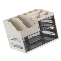 Inbox Zero Desk Organizer Stackable Storage Box File Shelf Desk Organizer 5 Tiers With Drawers For Office School Dormito