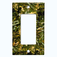 WorldAcc Metal Light Switch Plate Outlet Cover (Foliage Camouflage - Single Rocker)