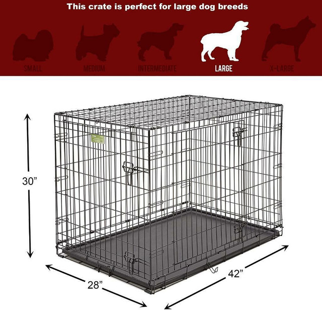 FAST, FREE Delivery! Large Dog Crate, MidWest iCrate Double Door Folding Metal, Divider Panel, Floor Protecting Feet in Accessories - Image 4