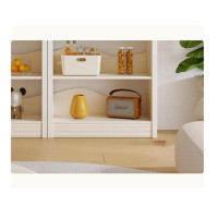 RUNTO Cream-Style Bookcase Free Combination Bookcase Storage Cabinet Living Room Display Cabinet Floor-To-Ceiling Vertic
