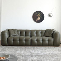 MABOLUS 106.30" Solid Colour Faux leather Modular Sofa cushion couch