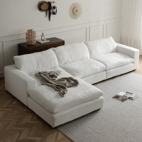 Lilac Garden Tools 134.65" White abrasive cloth Modular Sofa cushion couch