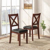 Gracie Oaks Set Of 2 Wooden Kitchen Dining Chair With Padded Seat And Rubber Wood Legs