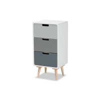 Lefancy.net Lefancy  Bairn Modern and Contemporary Oak Brown and Multi-Coloured Wood 3-Drawer Storage Chest