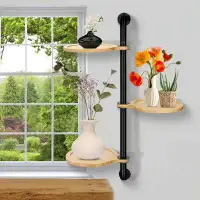 Arlmont & Co. Window Plant Shelves Indoor Corner Plant Shelf,3-Tier Wooden Plant Stand,16'' Walls Plant Holder