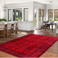 Isabelline Hand-Knotted Rizbaft Red Wool Rug 6'7" X 9'6"