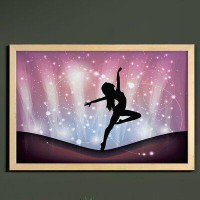 East Urban Home Ambesonne Contemporary Wall Art With Frame, Silhouette Of Ballerina Performing On Abstract Backdrop Magi