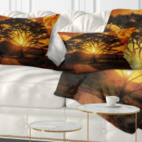 East Urban Home African Landscape Printed African Sunset with Lonely Tree Lumbar Pillow