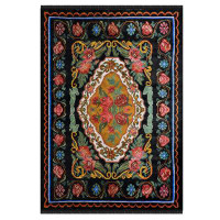 Rugpera Karabag Multicolored Color Floral Design Carpet Machine Woven Polyester & Cotton Yarn Area Ruga
