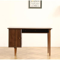 George Oliver Small Desk With 47.24 Inch, Modern Walnut Finish, Solid Wood Legs - Suitable For Home And Office Use