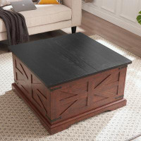 Gracie Oaks Square Wood Coffee Table with Large Hidden Storage and Hinged Lift Top