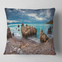 East Urban Home Seashore Photography Volcanic Beach Lumbar Pillow