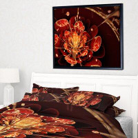 East Urban Home 'Flower with Red Golden Petals' Framed Graphic Art Print on Wrapped Canvas