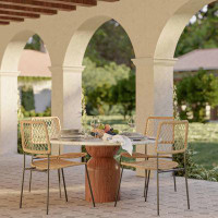 Orren Ellis Burchfield Travertine Concrete Indoor / Outdoor 54" Round Dining Table