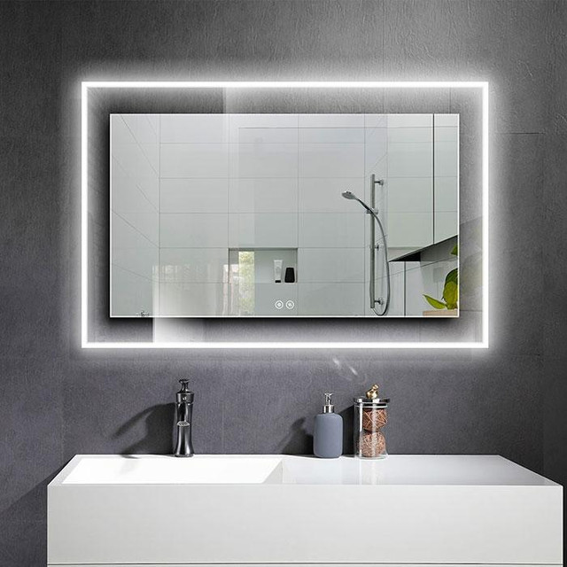 Edge Lit LED Bathroom Mirror 36 In H (W= 36, 48, 55 & 60) w Touch Button, Anti Fog, Dimmable, Vertical & Horizontal Moun in Floors & Walls - Image 2