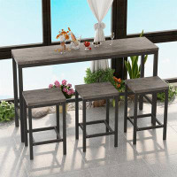 Audiohome Modern Design Kitchen Dining Table, Pub Table, Long Dining Table Set With 3 Stools