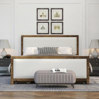 Gracie Oaks Full Size Upholstered Platform Bed with Wood Frame and 4 Drawers