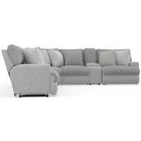 Hokku Designs Ziera 6 - Piece Upholstered Reclining Sectional With 2 Reclining Seats And Storage Console