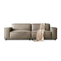 MABOLUS 86.22" Solid Colour Genuine Leather Modular Sofa cushion couch