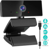 Pulselabz Webcam Microphone 1080P HD PC Laptop Plug and Play USB Computer Web Camera Online Video Calling Recording