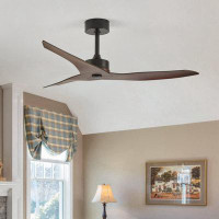 Wrought Studio 52" Outdoor Ceiling Fan Without Light With Remote Control ,3 ABS Blades Farmhouse Ceiling Fan 6-Speed Rev