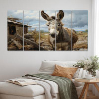 August Grove Donkey Day At Farm II - Animals Canvas Print - 5 Equal Panels