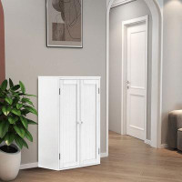 Gracie Oaks Gracie Oaks 36 X 23 Inch Bathroom Cabinet, Wood Floor Storage Cabinet With Adjustable Shelf And Double Door