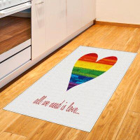 East Urban Home Ambesonne Pride Area Rug, Romantic All We Need Is Love Famous Words With Heart Shape In The Gay Parade C
