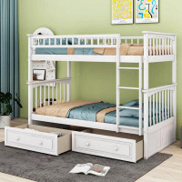 Harriet Bee Twin Over Twin Bunk Bed With Drawers, Convertible Beds