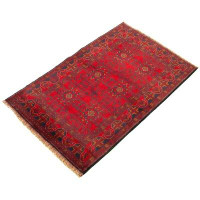 Isabelline One-of-a-Kind Allaina Hand-Knotted 2010s Esari Turkman Red 4'2" x 6'4" Wool Area Rug