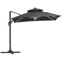Hokku Designs 10FT Cantilever Patio Umbrella With Solar LED Lights