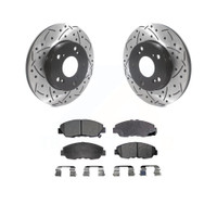 Front Coated Slotted Drilled Disc Rotors and Semi-Metallic Brake Pads Kit by Transit Auto KDF-100748