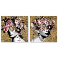 Oliver Gal Flower Head Collage - 2 Piece Wrapped Canvas Graphic Art Set