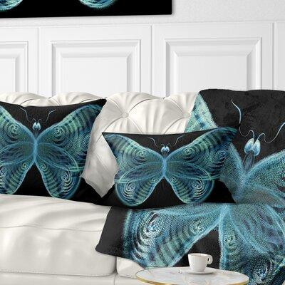 Made in Canada - The Twillery Co. Abstract Fractal Butterfly in Dark Lumbar Pillow in Bedding