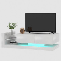 Wrought Studio TV Console With Storage Cabinets, Full RGB Color 31 Modes Changing Lights Remote RGB LED TV Stand, Modern