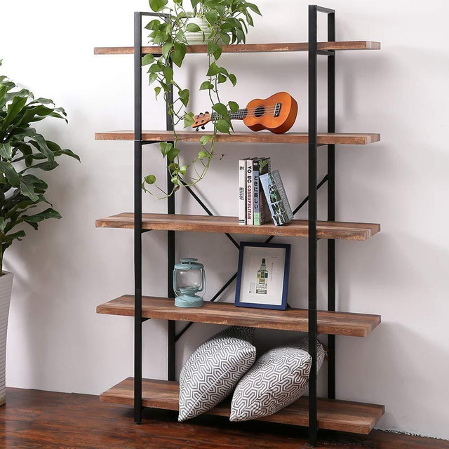 NEW 5 TIER RUSTIC BOOKSHELF & BOOKCASE HOME OFFICE S3139 in Other in Grande Prairie