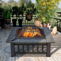 Red Barrel Studio Handerson 14.4" H x 32" W Wood Burning Outdoor Fire Pit with Lid and Cover
