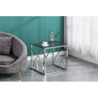 Wrought Studio Stainless Steel Cube Coffee Table With Tempered Glass Top 21.68" H x 21.69" L x 21.52" W