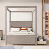 Harriet Bee Modern Design Full Size Platform Bed with Two Drawers for Bedroom