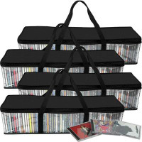 Rebrilliant CD Storage Bags (4 Pack) Clear PVC Plastic Media Carrying Case With Zipper - Holds 400 Cds Total,Storage Bag