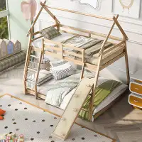 Harper Orchard Ormiston Platform Bed, House Bunk Bed with Climbing Nets and Climbing Ramp