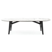 Calligaris Abrey Table with Oval Top and Wooden Legs